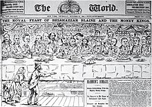 "The Royal Feast of Belshazzar Blaine and the Money Kings" (1884) likens James G. Blaine to the biblical Belshazzar.