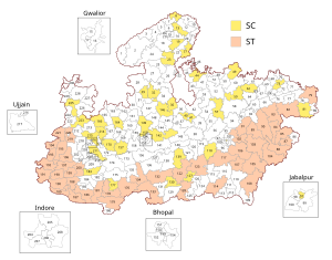 Map showing the constituencies of the Madhya Pradesh Legislative Assembly