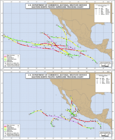 Track map of 1998 Pacific hurricane season