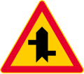 Junction with a minor road (formerly used )