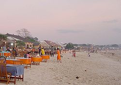 Seafood restaurants on the beach near Jimbaran