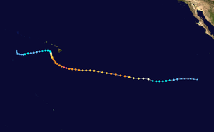 根据萨菲尔-辛普森飓风风力等级的强度绘制的风暴路径图