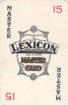 A playing card with a logo in the centre