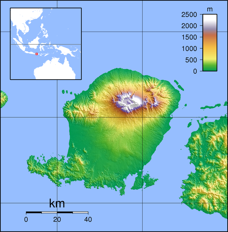 2018年8月龙目岛地震前震和余震列表在龙目岛的位置