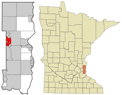 马托米迪在华盛顿县及明尼苏达州的位置（以红色标示）