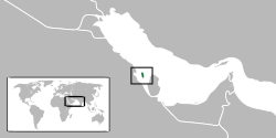 巴林王国（绿色部分）在中东的位置