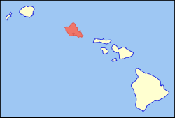 瓦胡岛在夏威夷州的位置示意图