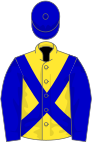 Yellow, blue cross belts, sleeves and cap