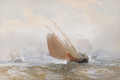 Shipping off the Coast by Edward Duncan, Watercolour over pencil