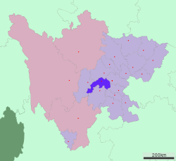 Location of Meishan in Sichuan