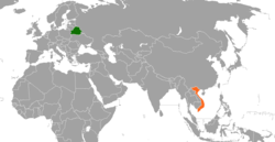 Map indicating locations of Belarus and Vietnam