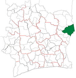Location in Ivory Coast. Bondoukou Department has had these boundaries since 2009.