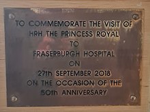 Commemorative plaque marking 50th anniversary visit by the Princess Royal