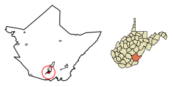 Location of Ronceverte in Greenbrier County, West Virginia.