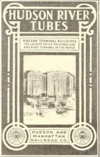 1910 advertisement for the Hudson River Tubes showing the Hudson Terminal buildings