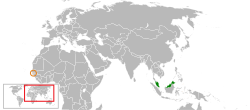 Map indicating locations of Malaysia and The Gambia