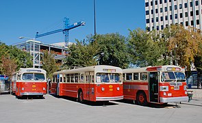 Preserved Edmonton Transit buses on display in 2008, Brill 148, Pullman 113 and Twin Coach 59