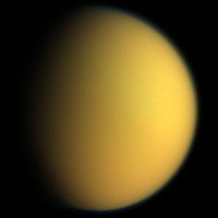 Titan in natural colour as seen from Cassini