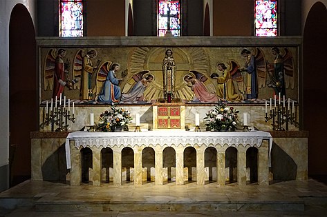 Wünnewil, Parish Church St. Margaretha (Augustin Genoud-Eggis, 1932): interior, high altar