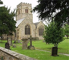 Stone church with tower