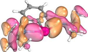 σ-donation of N lone pairs into empty p-type orbital on Bi