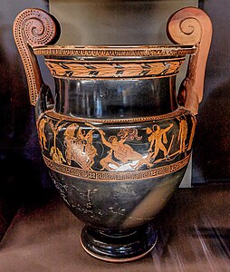 Ancient Greek volutes on a krater, by the Painter of the Woolly Satyrs, 450–440 BC, ceramic, Louvre