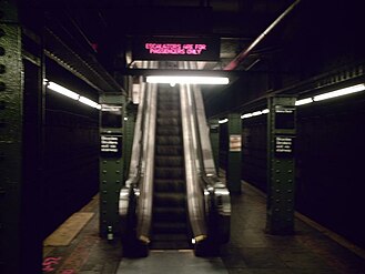 Exit-only escalator from the BMT platform, permanently closed and removed
