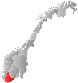 阿格德爾郡在挪威的位置