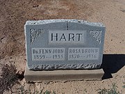 The grave of Dr. Fenn John Hart (1859-1935) and his wife Rosa Brown Hart (1870-1936}. Dr. Fenn J. Hart was the first Mayor of Tempe. He served as such from 1894 to 1896. Hart is buried in Sec. B of the Double Butte Cemetery.