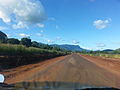 Zomba Plateau approached from the Blantyre-Zomba road, which was being renovated when this picture was taken in March 2014