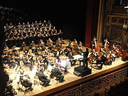 Orchestra playing inside the theatre.