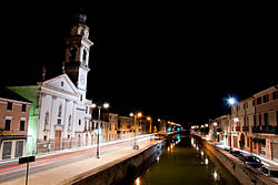 Night view from the bridge on Canale Battaglia.