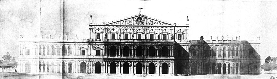 Entrance elevation of a project for the Théâtre Impériale de l'Opéra by Rohault de Fleury, November 1860