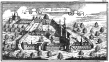 Engraving of the monastery from the "Churbaierische Atlas" of Anton Wilhelm Ertl 1687