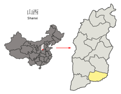 Location of Jincheng City jurisdiction in Shanxi