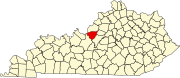 Map of Kentucky highlighting Bullitt County