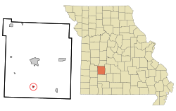 莫里斯维尔在波尔克县及密苏里州的位置（以红色标示）