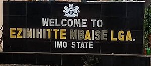 Signage of Ezinihitte Mbaise Headquarters