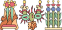 阿兹特克图中三个符号为组成阿兹特克三邦同盟的特斯科科、 特诺奇蒂特兰和特拉科潘的象形文字。