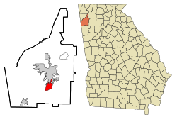 Location in Floyd County and the state of Georgia