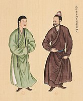 Uyghur commoners from Wushi, Kucha and Aksu. Huang Qing Zhigong Tu, 1769.[207]