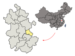 Location of Ma'anshan City jurisdiction in Anhui