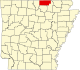 标示出富尔顿县位置的地图