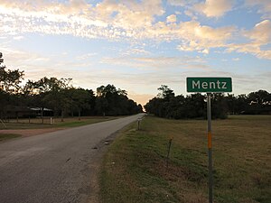 Mentz sign is at FM 949 and Frelsburg Road.