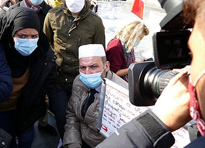 French Muslims in attendance at a tribute for Paty, in Place de la République