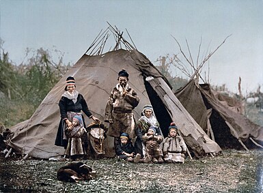 A Sami (Lapp) family in Norway around 1900