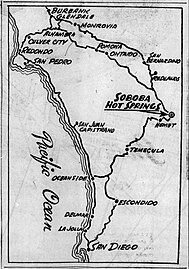 Automobile routes to Soboba Hot Springs, 1950