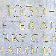 British Museum staff war memorial, Second World War section (detail)