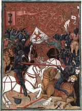 Painting of battle between mounted knights