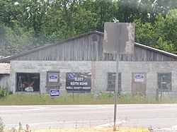 Advertizing flyer on a building in Morrison